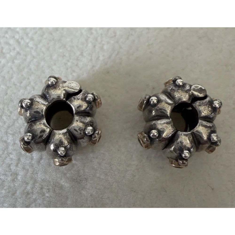 ONE Clip❗️Pandora Silver & 14k Gold Brown Fusion Clip Charm With CZ, 790853BCZ - Picture 6 of 7